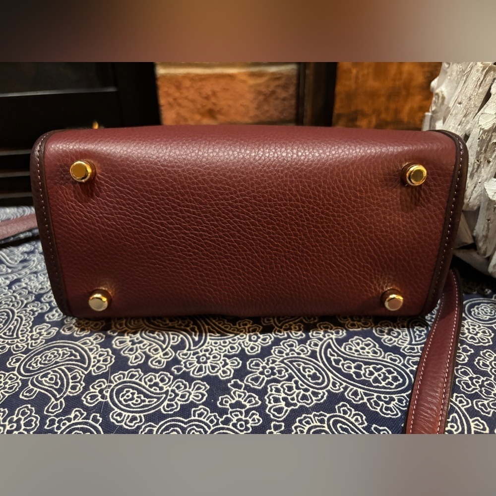 Coach Dempsey Tote 22 Crossbody Bag - Signature Canvas Stripe - Wine/Burgundy - Picture 4 of 7